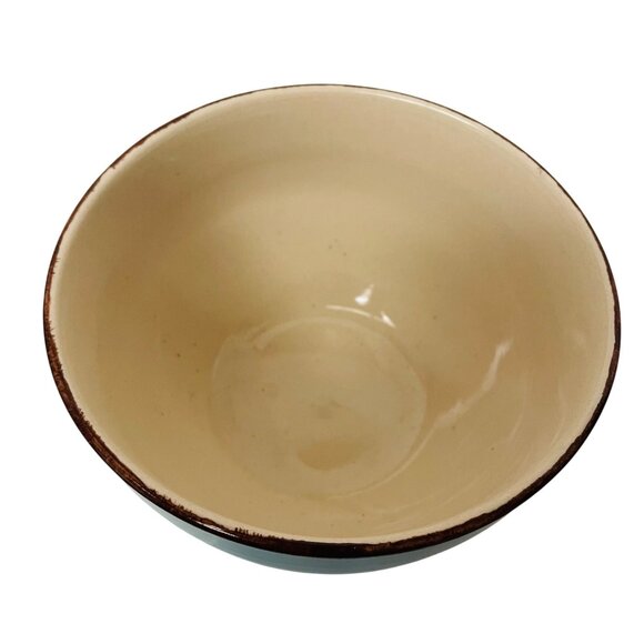 Royal Norfolk Ceramic Bowl 6" Diameter Turquoise Cream Microwave/Dishwasher Safe - Picture 2 of 4